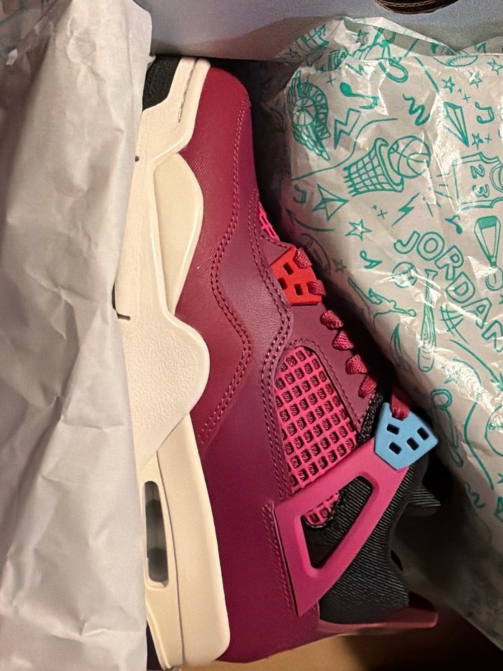 Jordan Kids Retro Basketball Sneakers in Magenta, Pink, Blue